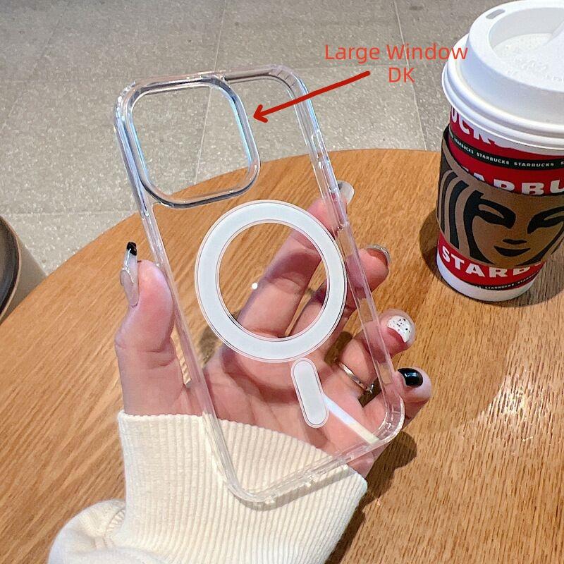 Магнитный чехол для телефона Magsafe с беспроводной зарядкой для iPhone 15 14 Plus 13 12 11 Pro Max, мягкий край из ТПУ, прозрачная акриловая задняя крышка T21