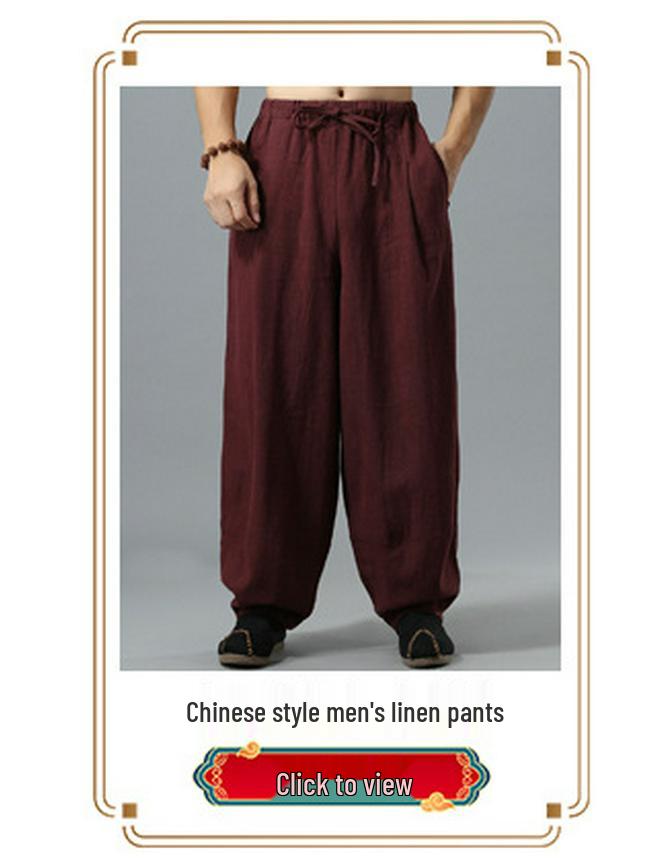 Мужская осенняя рубашка ханьфу из рами: Свободная повседневная верхняя одежда в китайском стиле со стойкой и застежками-лягушками