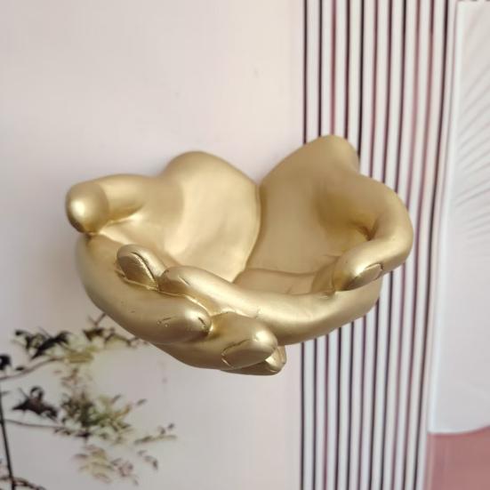 Пальмовая скульптура ювелирная тарелка настенное искусство статуэтка рука лоток для хранения смола золотистый