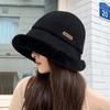 Women's Plush Warm Bucket Hat with Ear Warmers – Elegant, Durable & Coldproof Fisherman Cap, Inelastic Woven Design