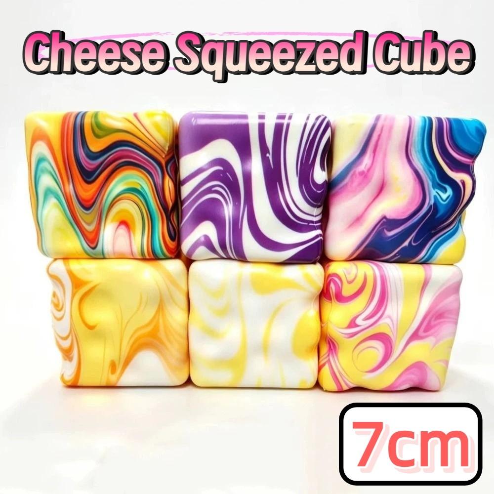 7cm Cheese Squeezed Cube Super Soft Cheese Stress Ball Portable Squishy Toy  Office