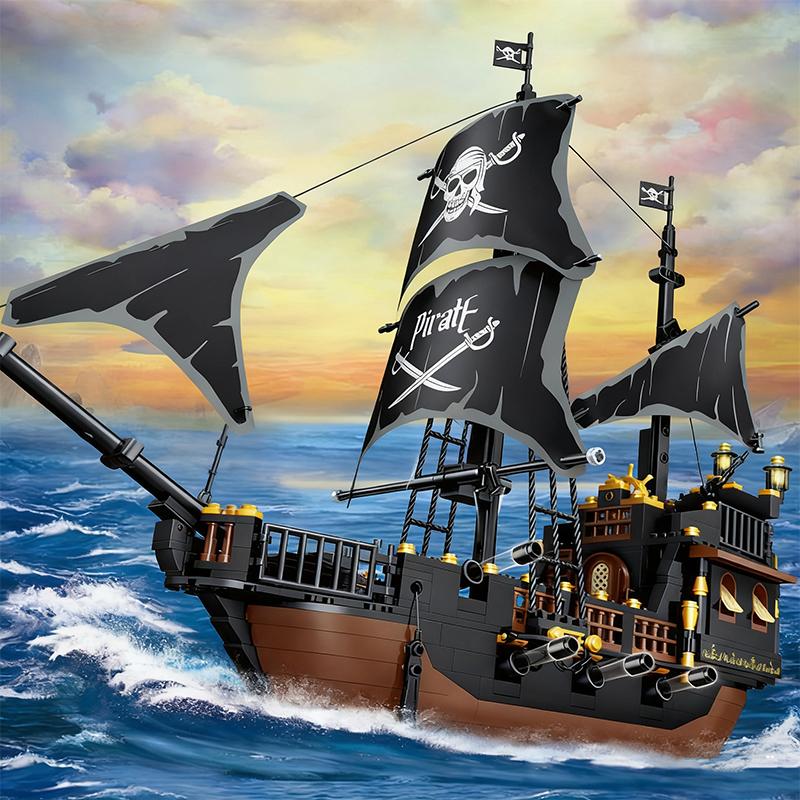 Конструктор Гигантский Пиратский Корабль Средневековый Скелет Корабль-Призрак Модель Детские Игрушки Настольное Украшение Рождественский Праздничный Подарок