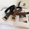 Stylish Womens Pu Belt With Vintage Square Buckle Available In Black And Brown For Fall 2023