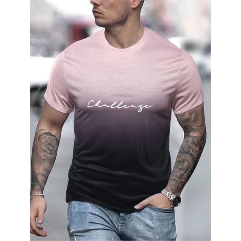 Men's Vintage T-shirt 3D Gradient Print Short Sleeve Tops Summer Casual Street T Shirt Oversized Tee Shirt Kids Clothes