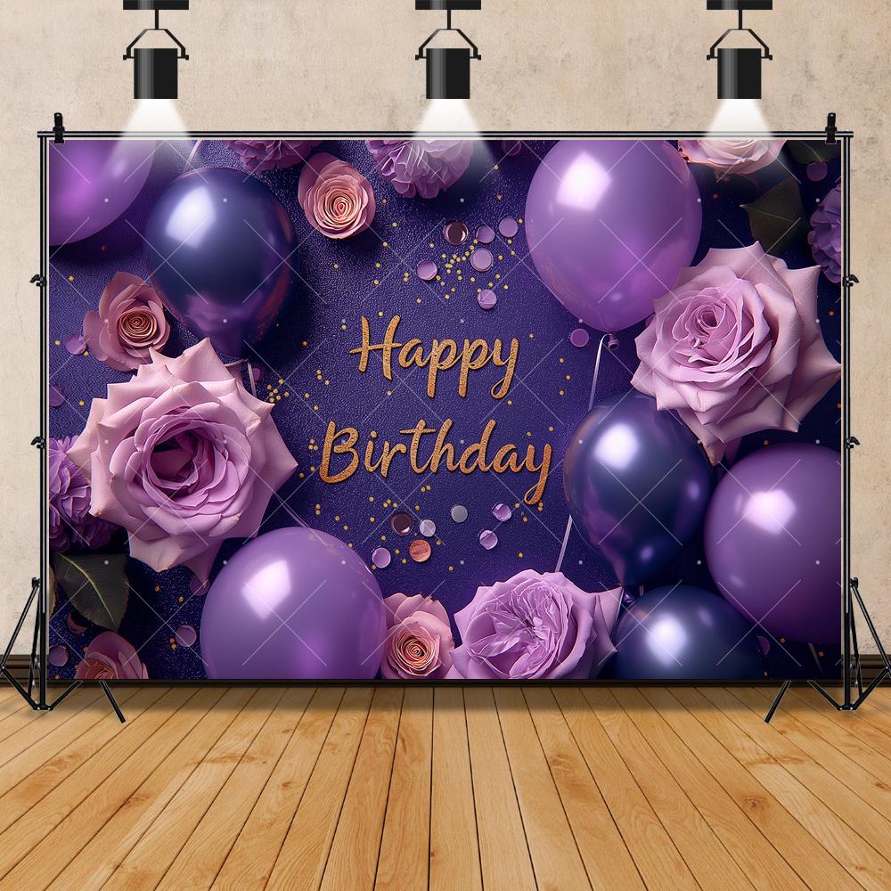 Purple Balloon Butterfly Backdrop Birthday Girls Princess Flower Newborn Babys Shower Party Photography Background Studio Custom