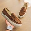 Fashion Leisure Walk Loafers New Summer Men's Casual Leather Shoes Stylish Soft Bean Shoes Low-top Man Slip On Shoes Handmade Moccasins