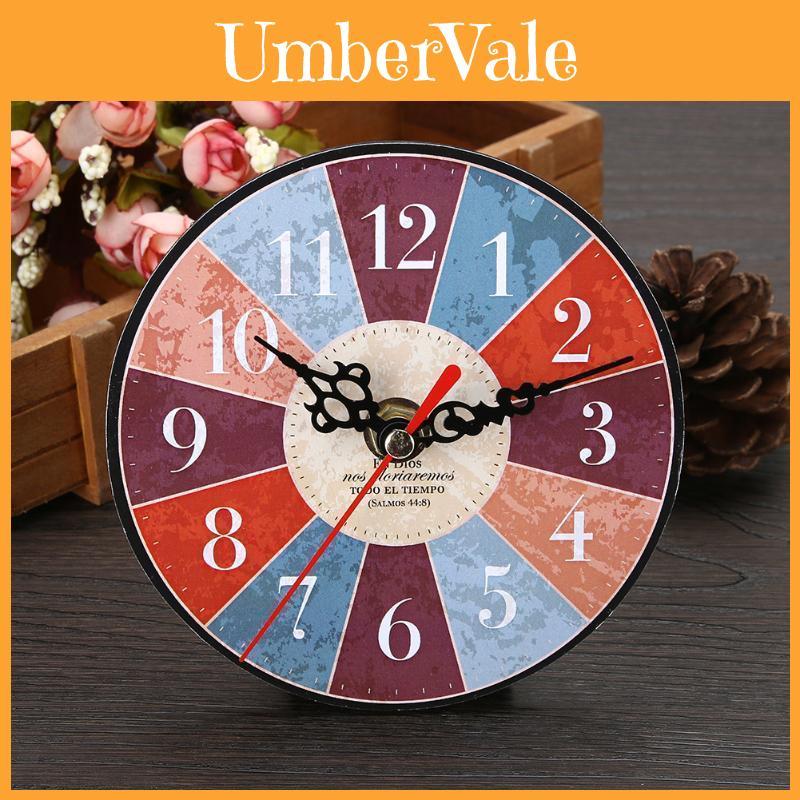 Antique Look Retro Round Wooden Wall Clock Perfect For Home Office Bar Decoration