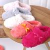 Home Cotton Slippers Winter Non-slip Cover Toe Warm Cotton Drag Women's Plush Bow Home Fabric Slippers