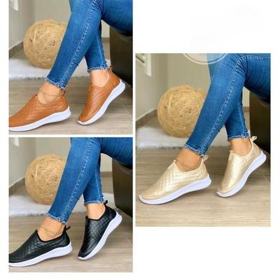 Осенние туфли больших размеров с круглым носком на плоской подошве для женщин, модные повседневные туфли без застежек, черные кроссовки, прогулочная обувь Zapatillas Mujer