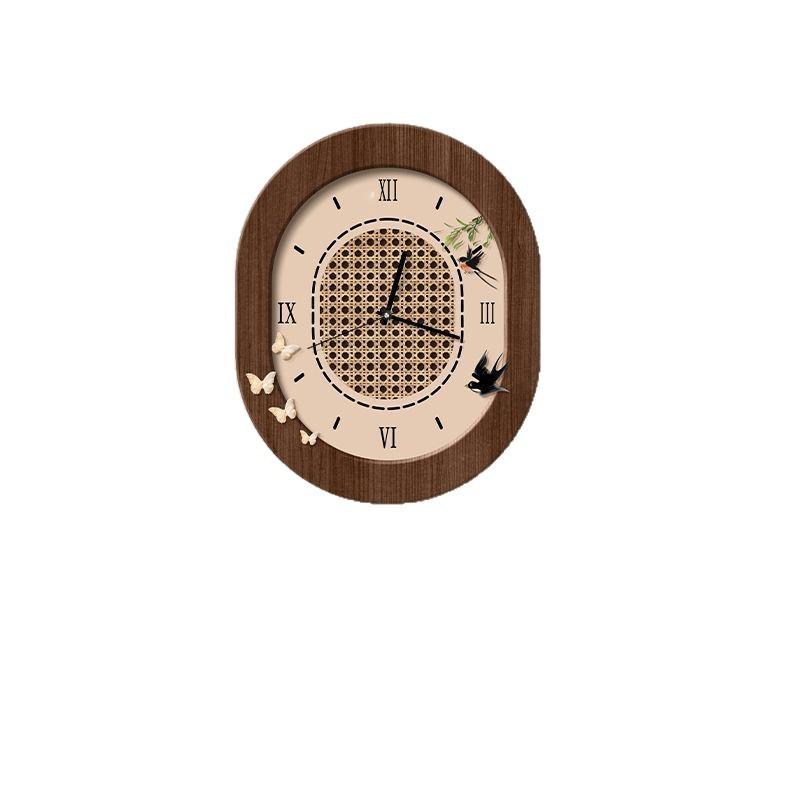 Medieval Style Wall Clock Living Room New Retro Restaurant Decoration Painting Clock Wall Hanging Creative Clock Wall Lamp Painting