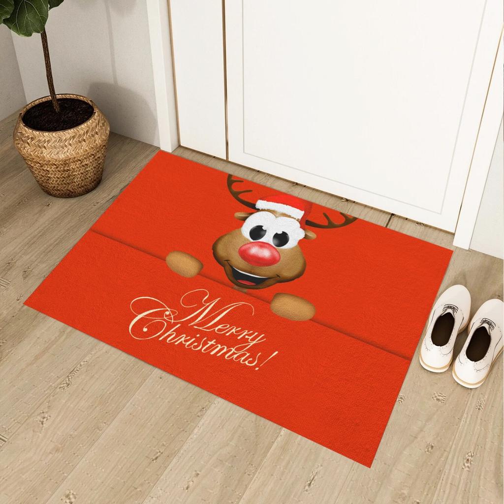 Merry Christmas Santa Claus Snowman Carpet Party Living Room Sofa Bedroom Bedside Study Entrance Door Rug Non-slip Decor Mat