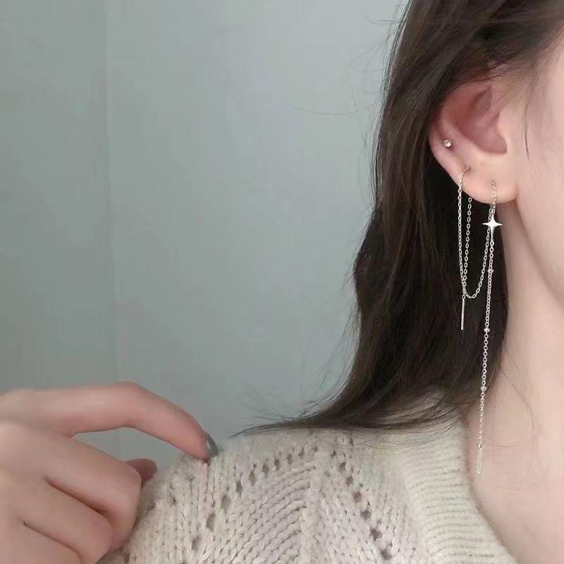 Женские модные серьги с кисточками четырехугольной формы, серебряные женские темпераментные длинные серьги 2024, серьги-капли для женщин