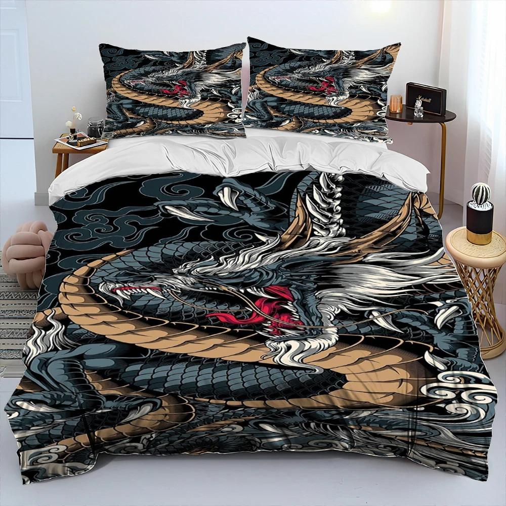 Мультяшный дракон Комплект постельного белья Пододеяльник Наволочка King Queen Size Подарок для взрослого ребенка