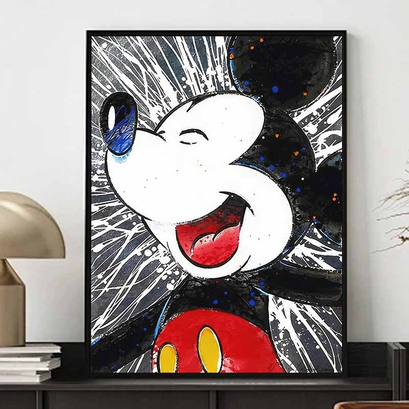 Disney 5D DIY Diamond Painting Pop Art Style Mickey Mouse Illustration Full Round Diamond Mosaic Cartoon Cross Stitch Art Painting for Home Decoration