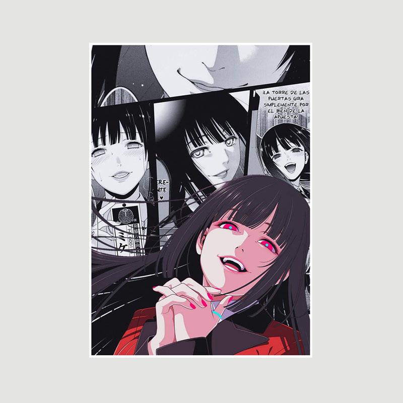 Винтажная белая бумага Kakegurui Плакаты Японское аниме Ретро-постеры и принты Художественная живопись Домашнее украшение Фреска Спальня Кафе Декор