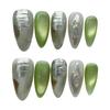 10PCS Smudging Fake Nails with Cat Eyes Decor with Not Easy Break or Split Design for Women Nail Art Decoration