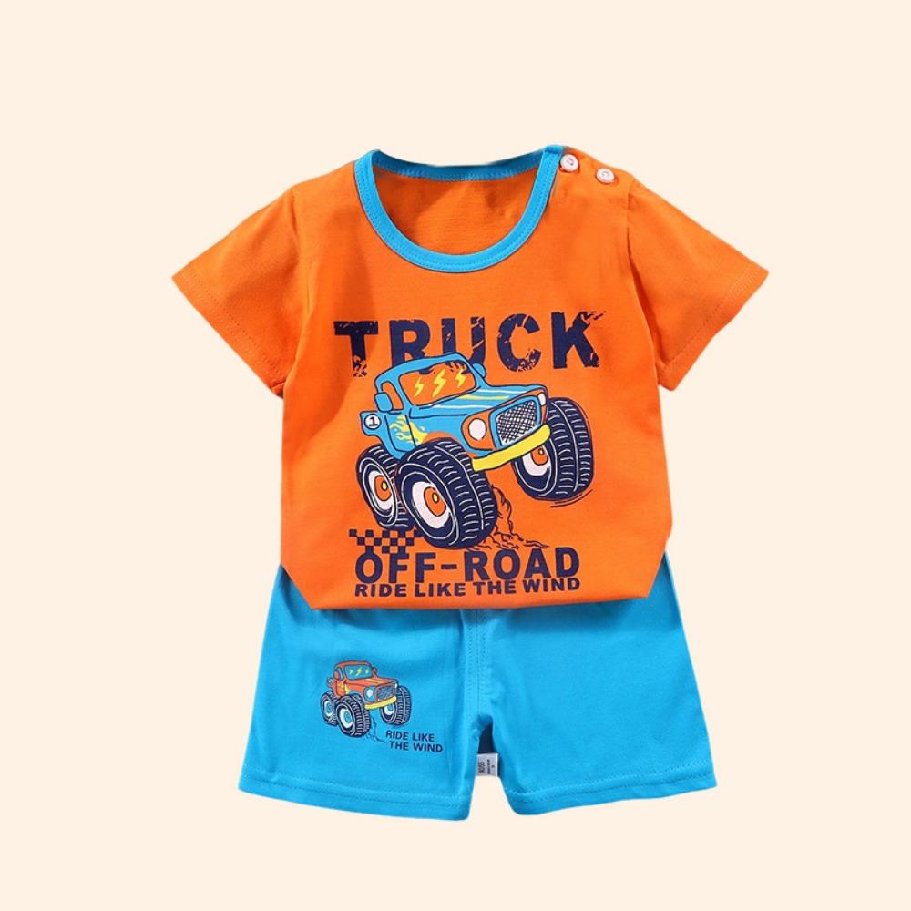 Fashion Kids Clothes Boys Girls Sets Top Shorts 2PCS Cotton Soft Summer Children Baby Cloths T-shirt Shorts Toddler Suit