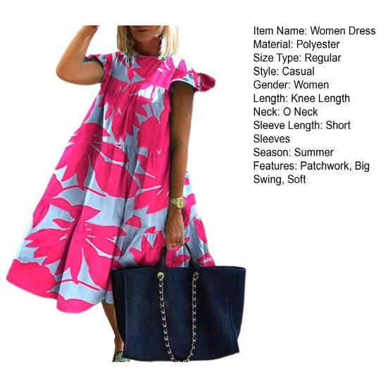 Женское платье с круглым вырезом, летящими рукавами, трапециевидной формы, большие качели, свободные лоскутные плиссированные мягкие пляжные каникулы