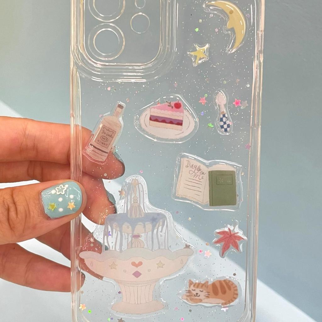 Милый торт пруд желаний 3D рельефная смоляная наклейка чехол для телефона для девочки ноутбук прозрачная желейная наклейка канцелярские товары блокнот DIY украшение