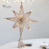 Рождественская елка, 3D, железная верхушка для елки, украшение в виде звезды со светодиодными огнями, праздничный декор, блестящая верхушка для рождественских елок в помещении и на улице