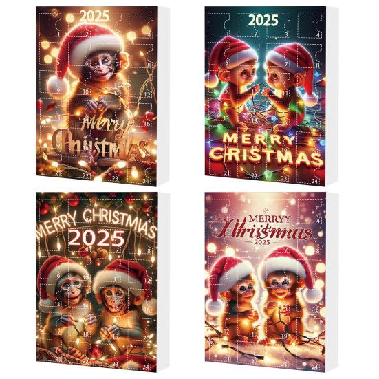 Обезьяна Адвент-календарь 2025 2D Акриловая Обезьяна Подвесное Украшение для Рождественской Елки 24 Дня