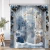 Winter Landscape Shower Curtain Outdoor Snow Scenery Merry Christmas European Style Home Decor Modern Bathroom Bathtub Curtain