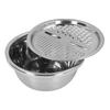 Multifunctional 201 Stainless Steel Grater Basin 3 In 1 Grater Strainer with Drain Basket Salad Maker Bowl