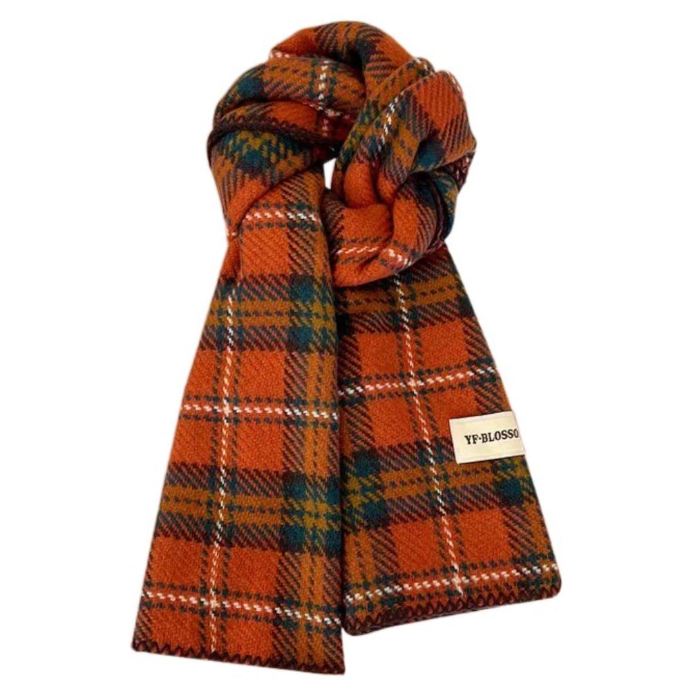 Thick Red Plaid Scarf Plush Long Shawl Classic Cashmere Scarves  Girl