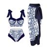 Boho Chic Поддельный купальник больших размеров, винтажное печатное многоцветное шифоновое газовое платье, спа-купальник