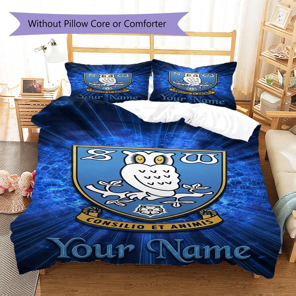 Sheffield Wednesday Football Club Custom Name Pattern Bedding,Quilt Set Quilt Cover Pillowcase Home Birthday Gift(1 * duvet cover + 2 * pillowcase, wi