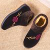 Ladies' Warm Cotton Slippers with Embroidered Flower Patterns Plus Velvet Warm Slippers Indoor Outdoor Mother's Boots