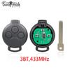 Дистанционный ключ с 3 кнопками для чипа BEN SMART Fourtwo 451/ID46/433 МГц
