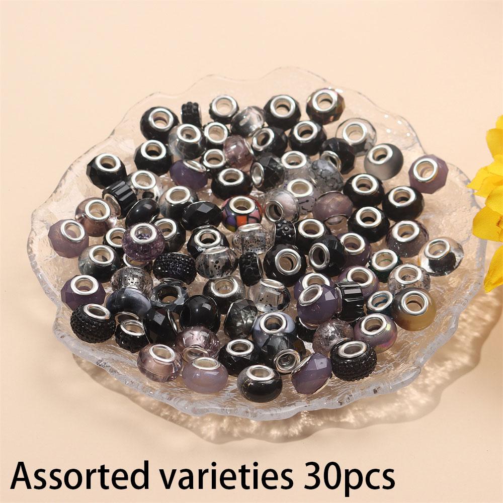 30/50/100 шт. бусин с крупным отверстием, бусины-ручки из смолы с крупным отверстием, европейские бусины, стеклянные бусины с крупным отверстием, бусины со стразами, изготовление ручек, изготовление браслетов оптом