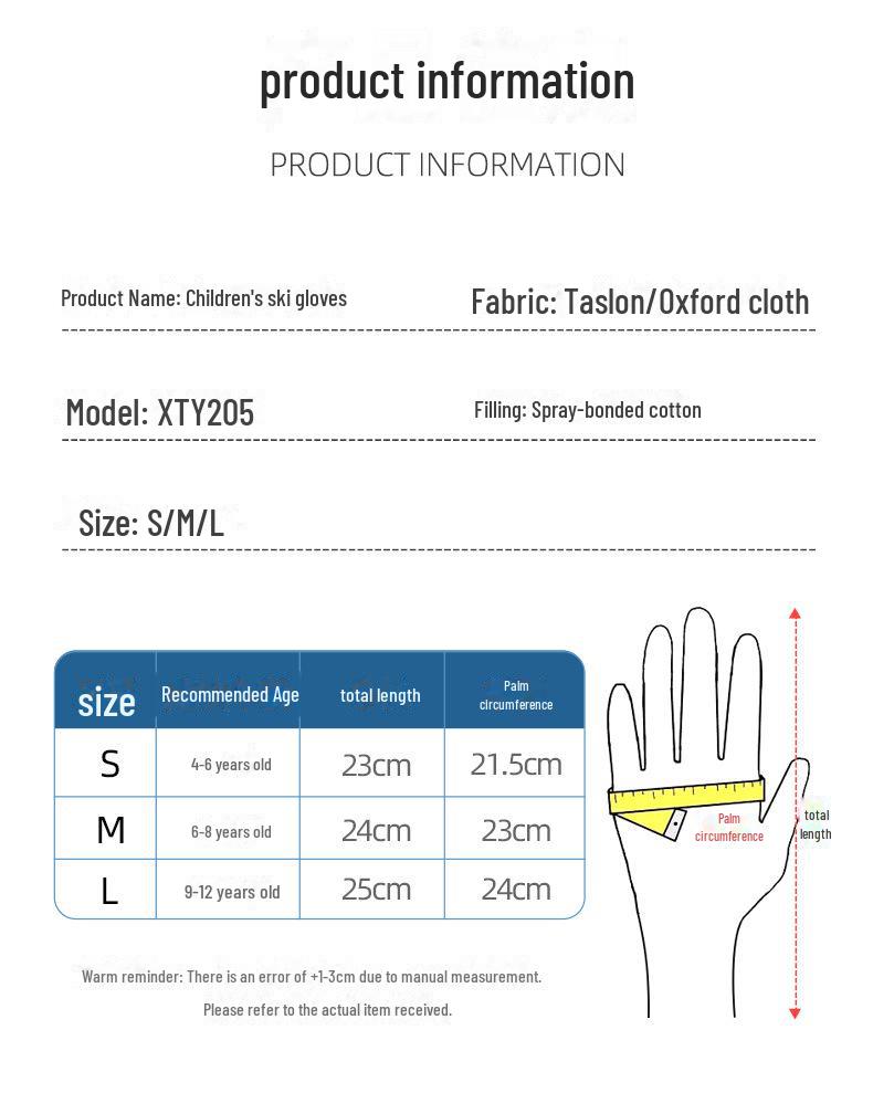Водонепроницаемые детские горнолыжные перчатки — теплые, нескользящие, утолщенные, с бархатной подкладкой для мальчиков и девочек