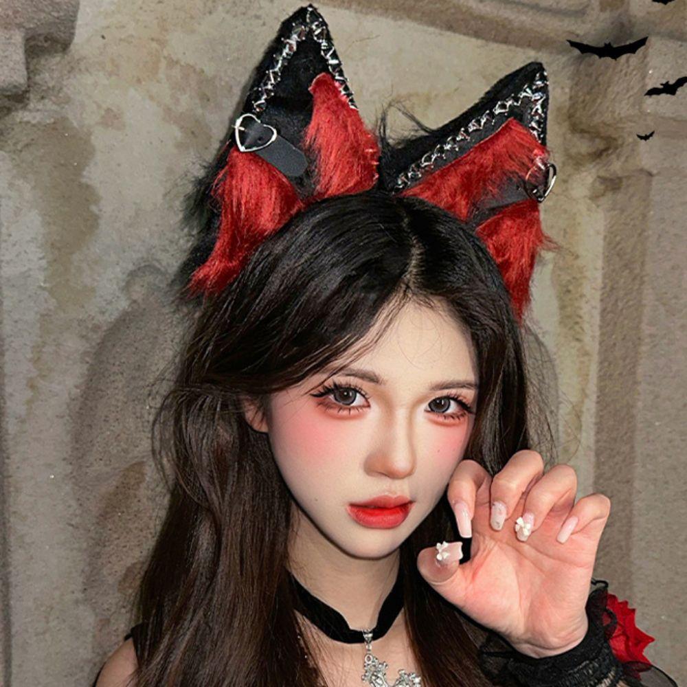 Y2K Gothic Headband Animal Cosplay Headband Cute Lolita Ears Headwear Stage