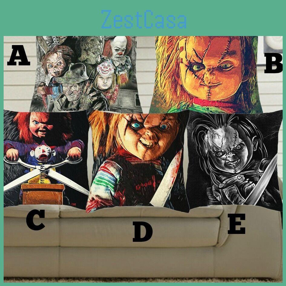 Чаки Кукла Хороший Парень Дизайн фильма ужасов Наволочка для подушки Чехол для подушки в ярких цветах