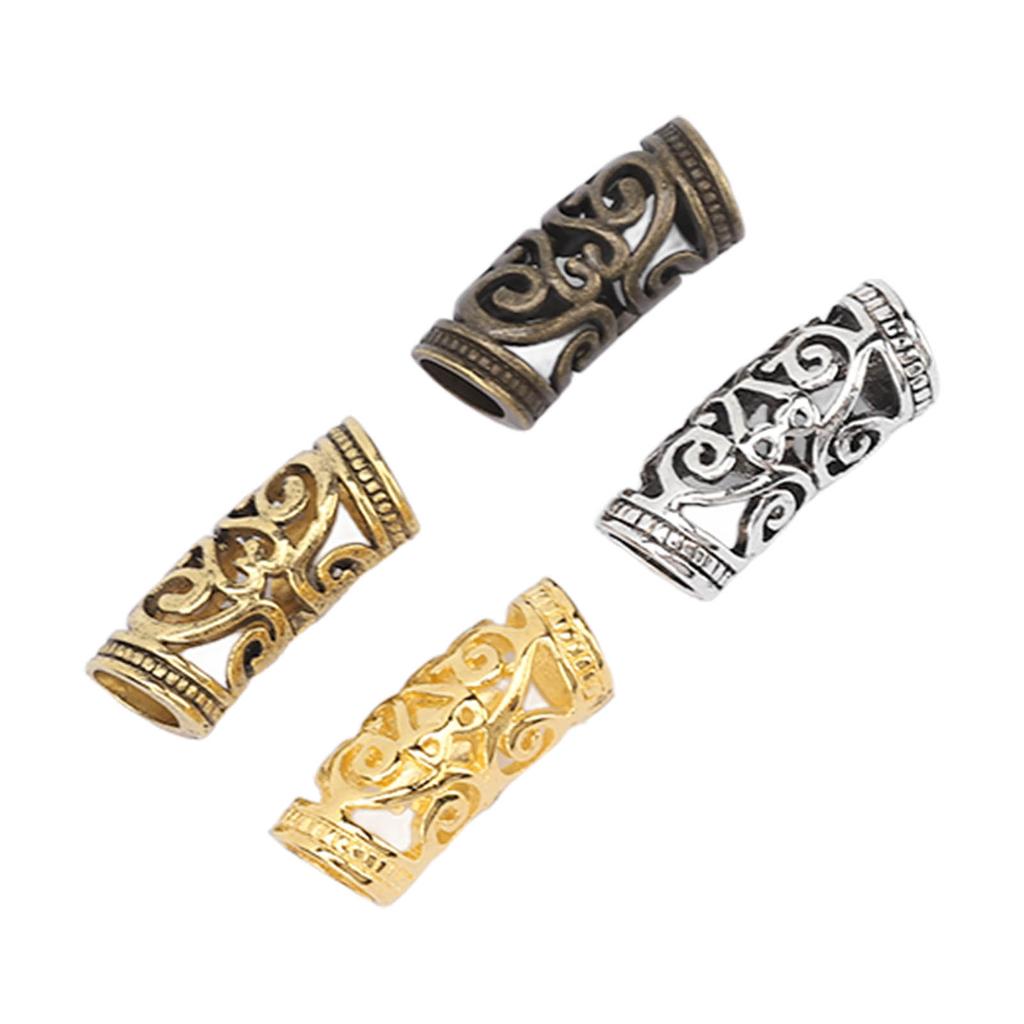 48Pcs Hair Dreadlocks Beads 4 Colors Vintage Alloy Hair Beard Bead for Hair Braiding DIY Jewelry
