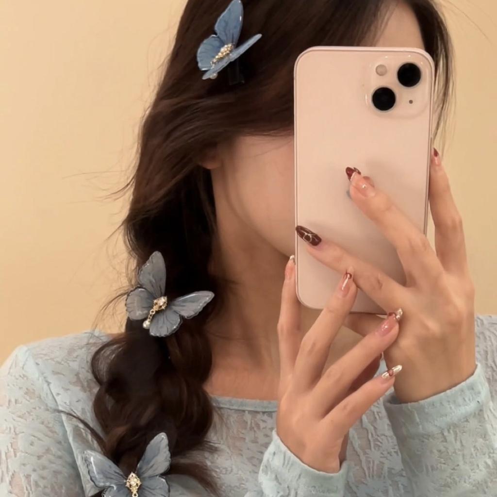 Год Супер Фея Ледяной Голубой Бабочка Кисточка Заколка Женская Мори Девушка Челка Боковая Заколка Утконос Заколка Заколка