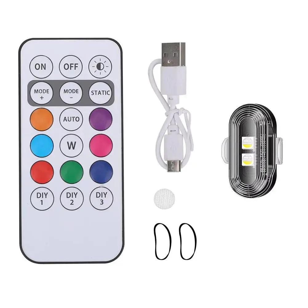 Motorcycle Flashing Lights Warning Light Anti-collision Drone Remote Colorful Navigation Light Wireless Car Control Strobe I3W7