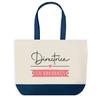 Tote Bag - PLANETEE - Directrice En Vacances - Fond Bleu - Coton - Grand Format 40x45 Cm