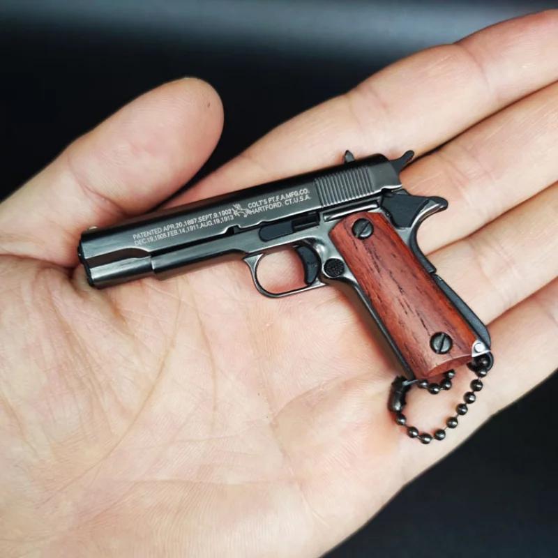 1:Масштаб 3% Сплав Colt 1911 Пистолет Мини-Оружие Металлическая Брелок-Ключница 1911 Пистолет Брелок Игрушка-Антистресс PUBG Оружие Подарок Pubg Декор Игрушки