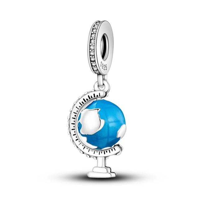 Globe Design Charm 925 Sliver Planet Earth Pendant Charm Beads Fit Fashion Style Bracelet Charms Jewelry Gift