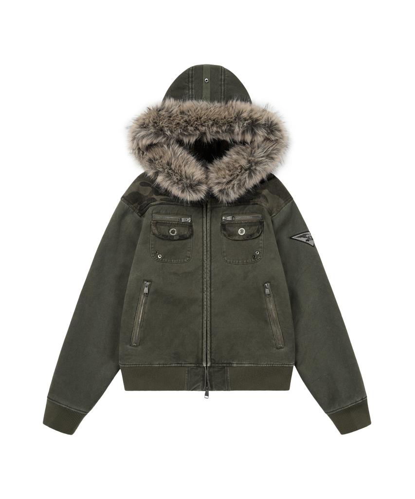 Aakam Fur Camo Contrast Jacket (Khaki)