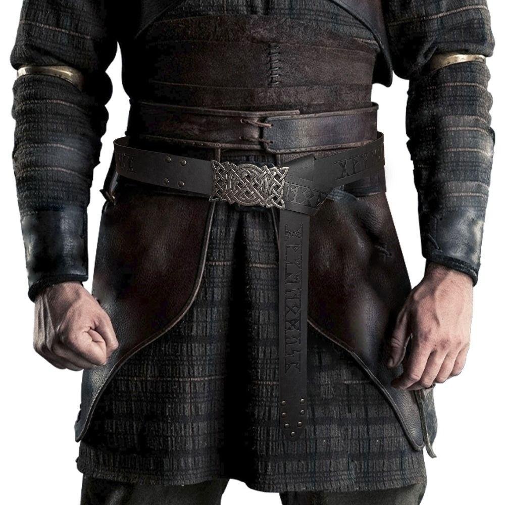 Printing Viking Renaissance Buckle Belt PU Leather Medieval Waistband Cosplay Costume Accessories