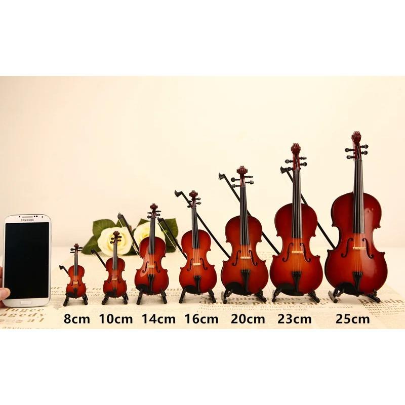 Новая игровая фигурка крошечной скрипки, Самый маленький в мире миниатюрный музыкальный инструмент, Аксессуар для кукольного домика или брелок, Подарки-приколы