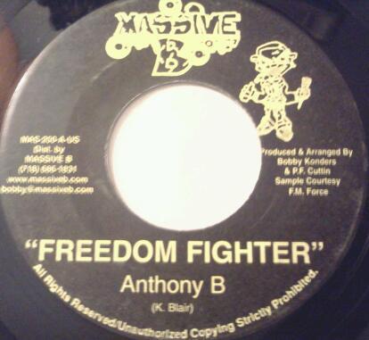 7inch Record ANTHONY B - Freedom Fighter MAS250 Massive B 2004 US Reggae, Ska & Dub Used