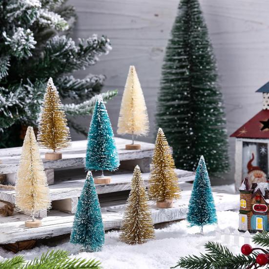 24/45 Pcs Mini Christmas Tree Artificial Mini Pine Trees with Wooden Base Reusable