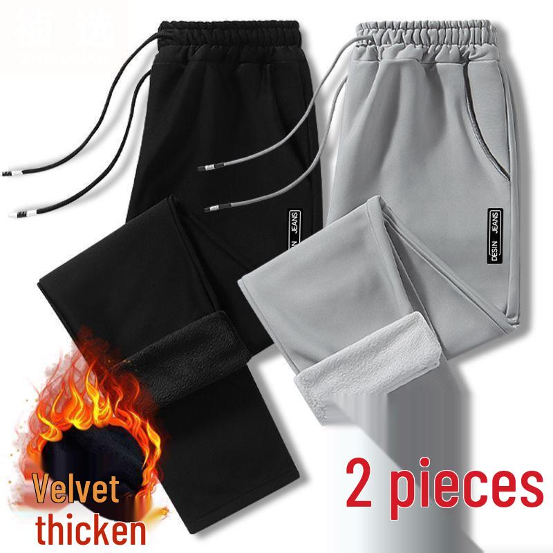 Мужские вельветовые брюки прямого кроя слим-фит на подкладке для осени и зимы