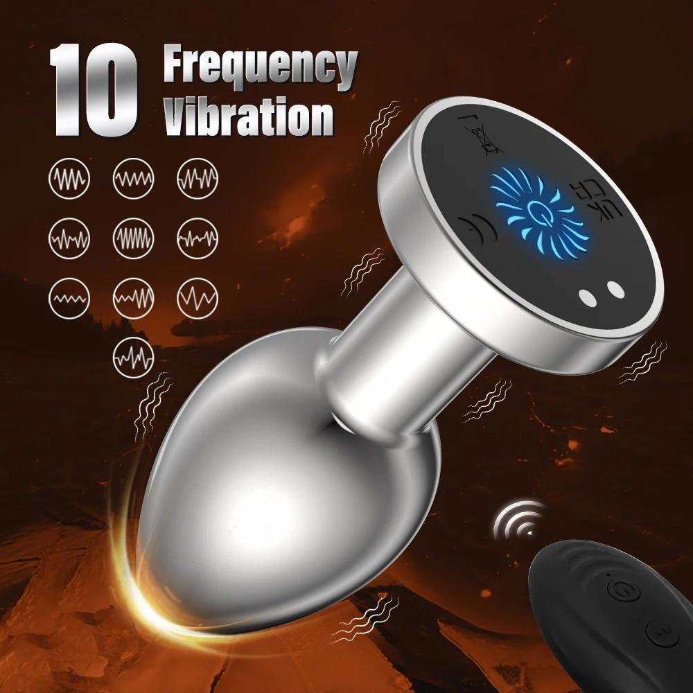 Беспроводной вибратор Женский металлический анальный плаг Беспроводной пульт дистанционного управления Мужской массажер простаты Товары для взрослых Анальная мастурбация Взрослые Секс-игрушки