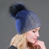 2024 New Winter Beanies Ladies Knitted Wool Warm Hats Fashion Pom Pom Real Raccoon Fur Caps Skullies Hat For Women Print Fur Cap